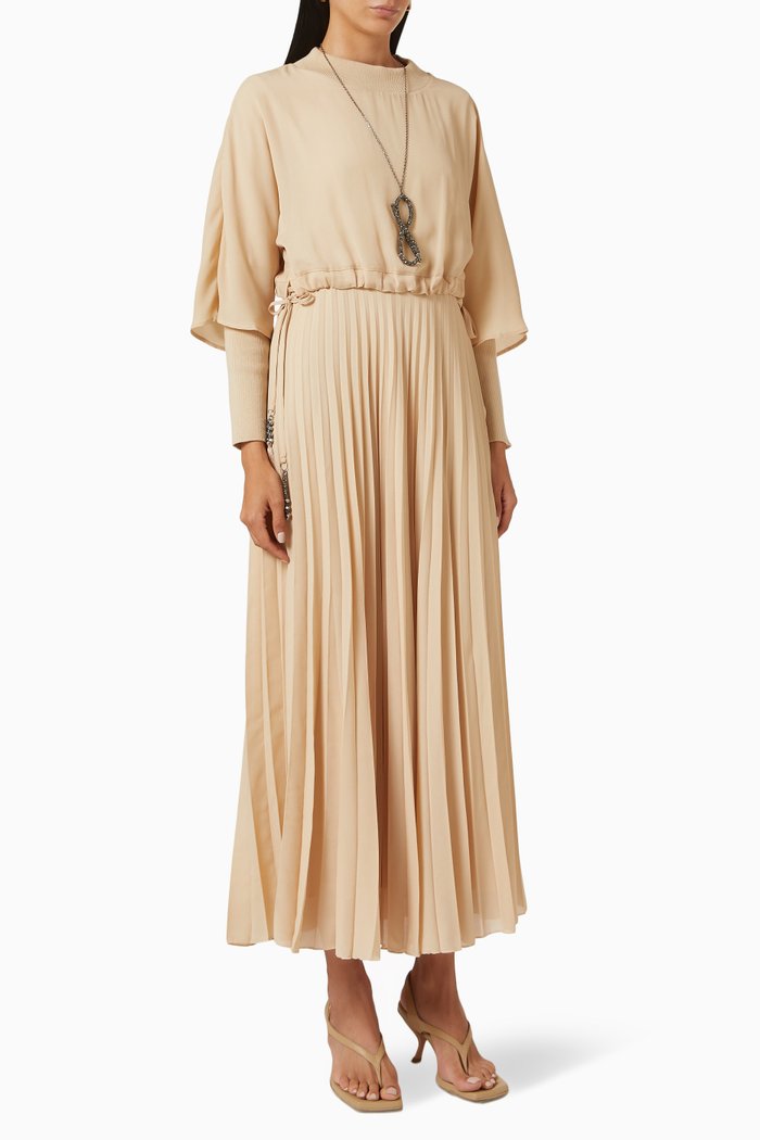 

Pleated Maxi Dress, Neutral