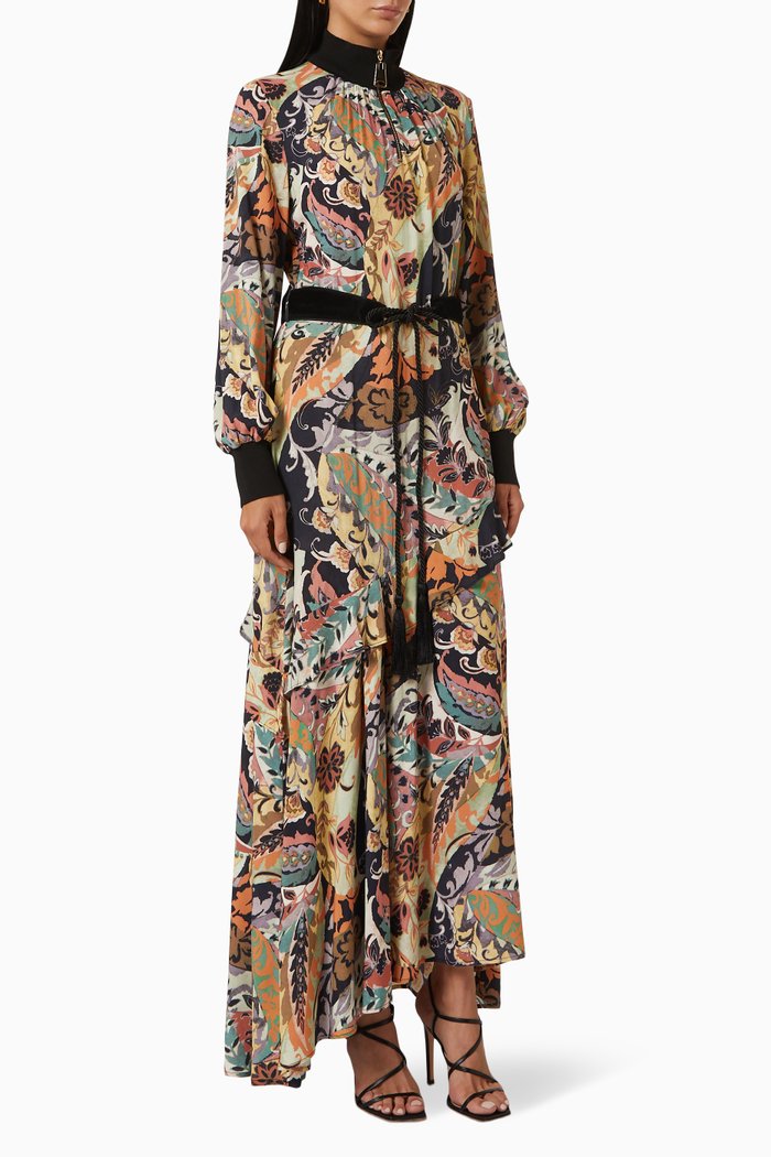 

Printed Maxi Dress in Viscose, Multicolour
