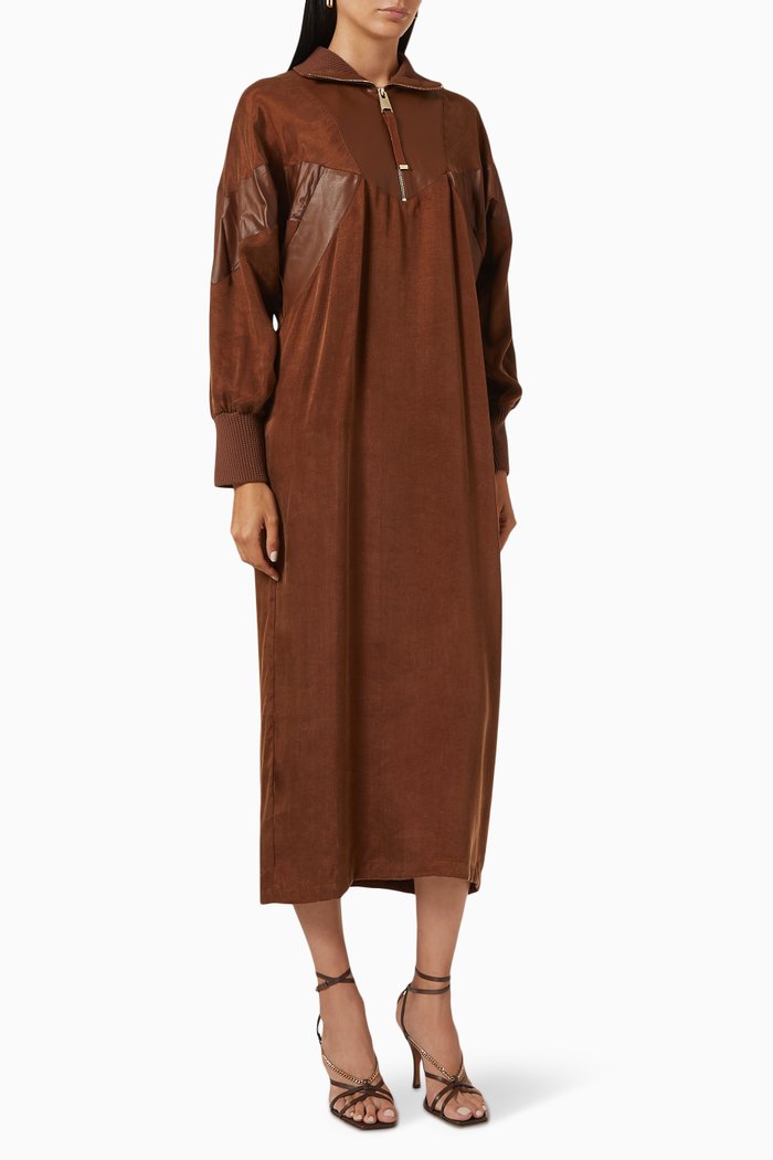 

Zip-up Midi Dress, Brown