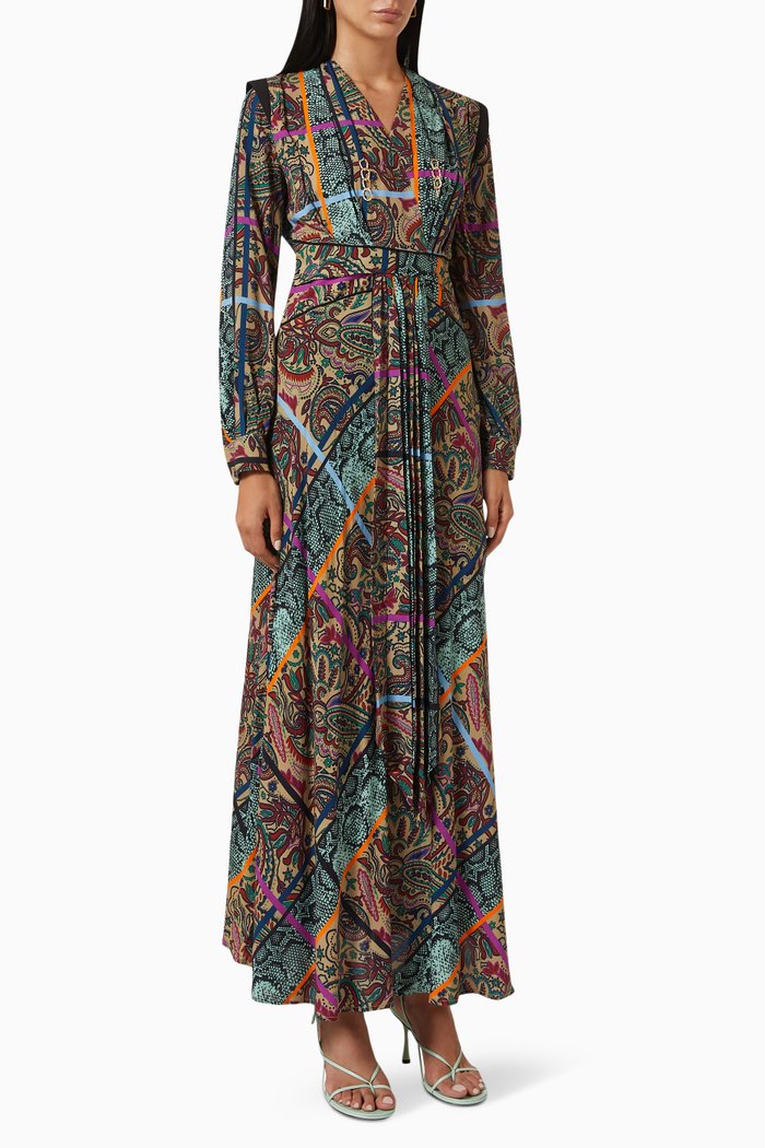 

Printed Maxi Dress in Viscose, Multicolour
