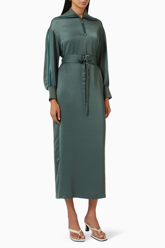 

Belted Midi Dress, Green