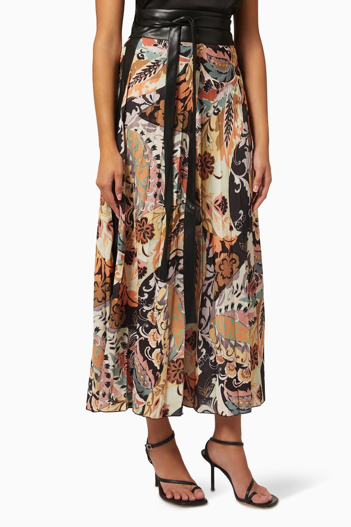 Printed Wide-leg Pants, Multicolour
