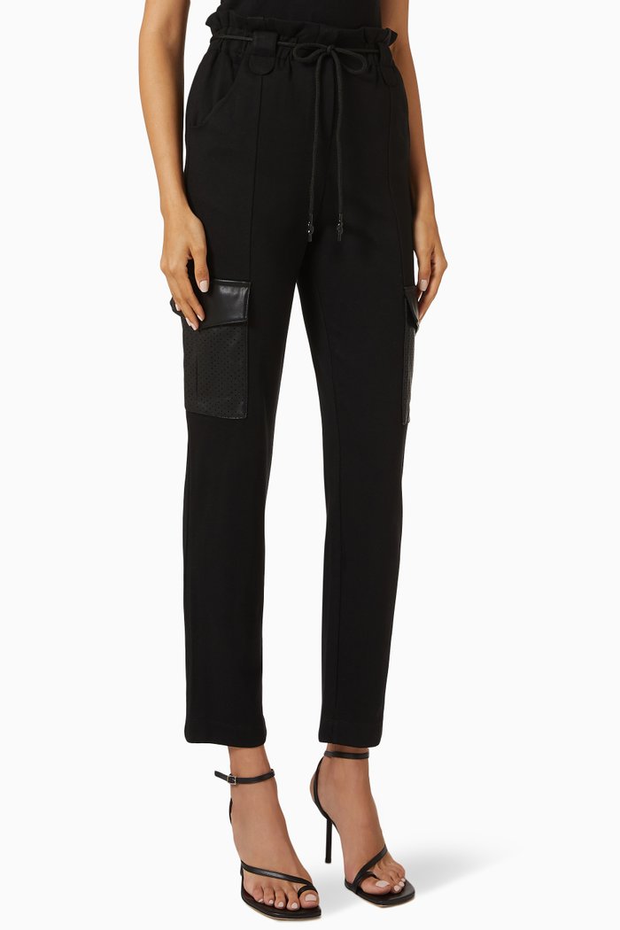 High-waist Cargo Pants, Black