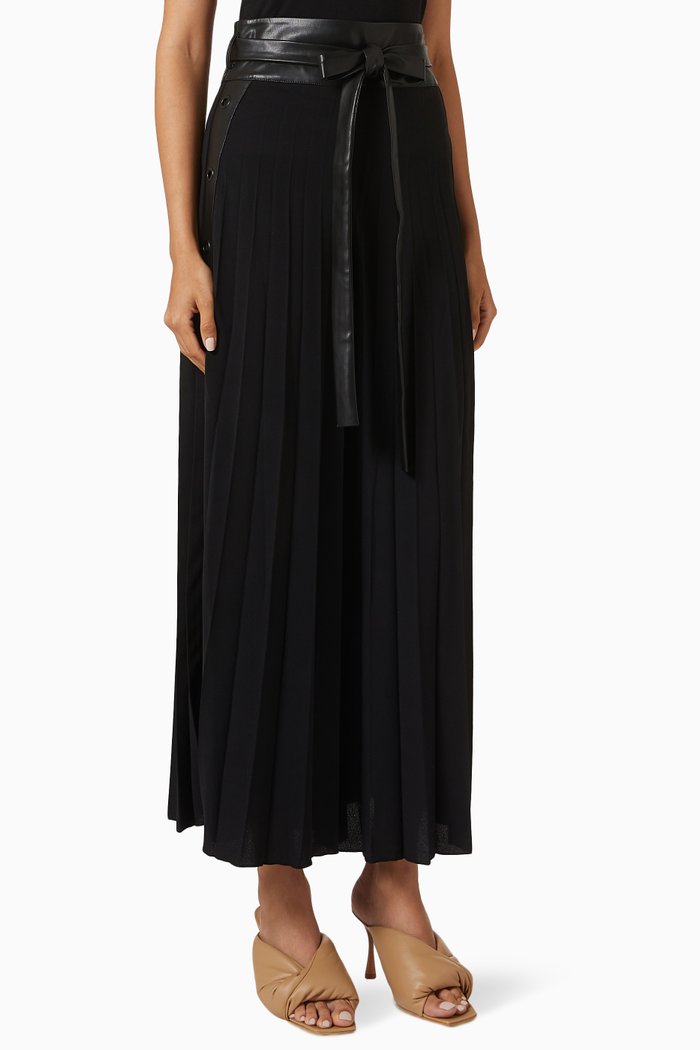 

Belted Wide-leg Pants, Black