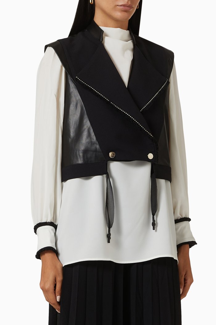 

Blouse & Vest Set, Black