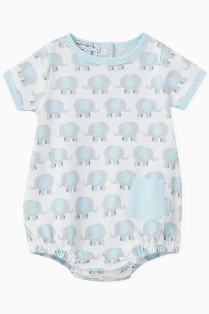 Lil' Peanut Elephant Bodysuit in Cotton, Blue