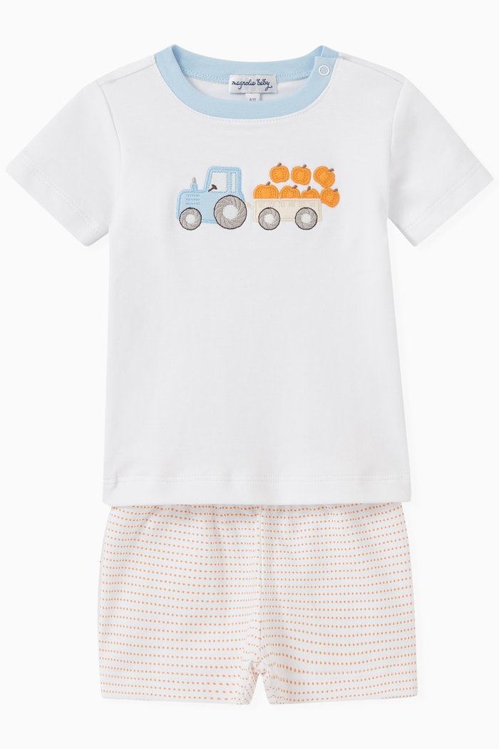 

Happy Harvest T-shirt and Shorts in Cotton, Set of two, Orange