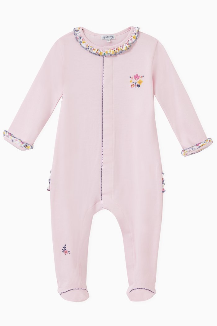 

Kylie's Classics Embroidered Floral Sleepsuit in Pima Cotton, Pink