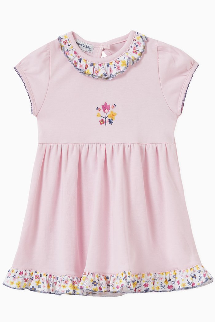 

Kylie's Classics Embroidered Floral Dress in Pima Cotton, Pink