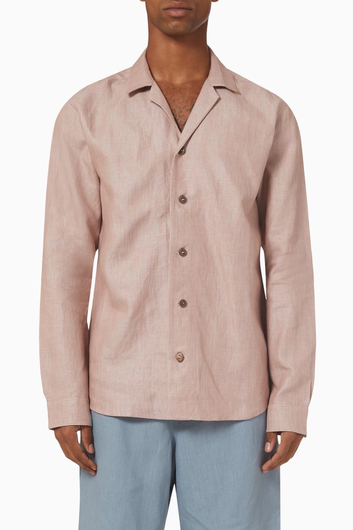 

Paloma Shirt in Silk Linen Blend, Pink