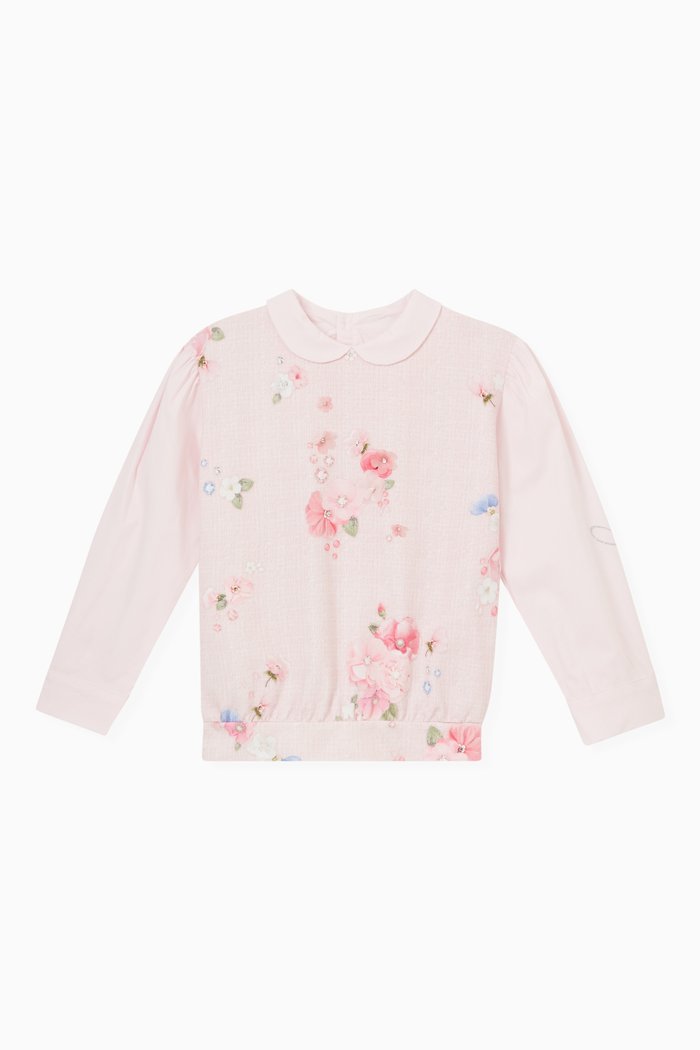 

Floral Blouse in Cotton, Pink
