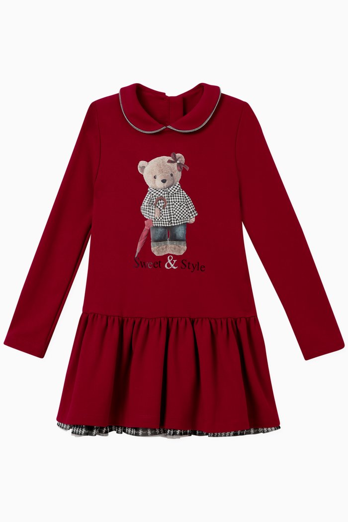

Teddy Bear Dress in Viscose, Red