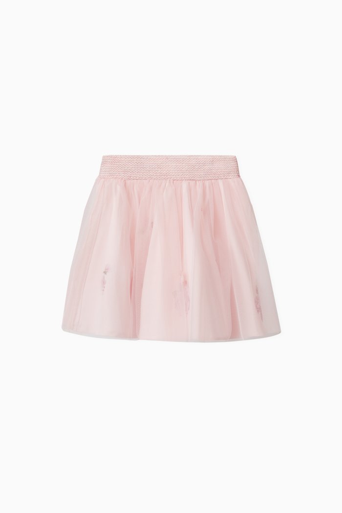 Floral Skirt in Tulle, Pink