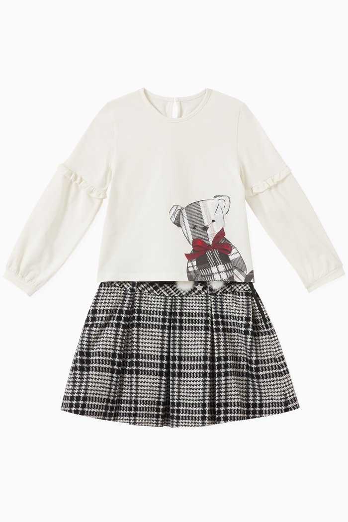 

Teddy Top & Skirt Set in Cotton, Multicolour