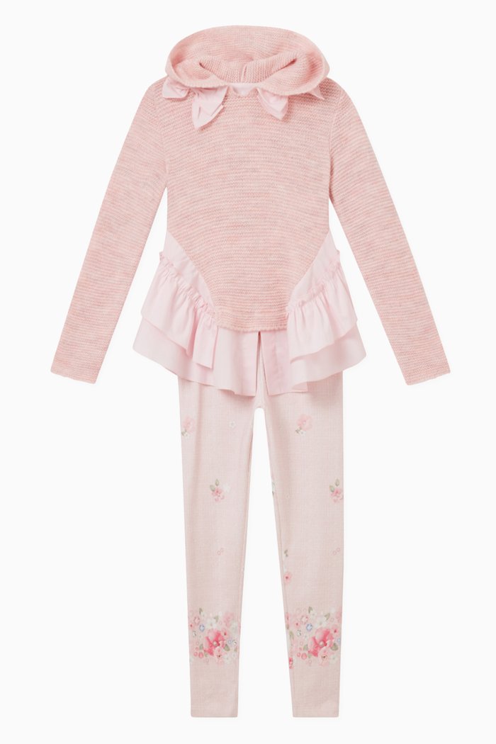 

Ruffle Detail Top and Leggings, Set of Two, Pink