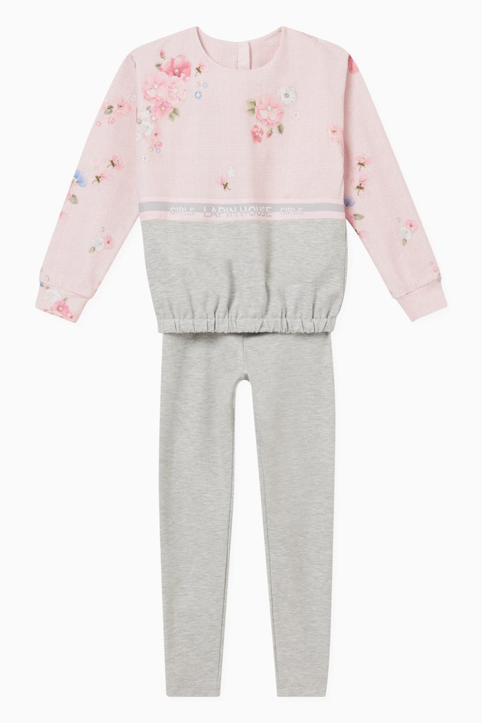 

Floral Print Sweatshirt and Leggings, Set of Two, Multicolour