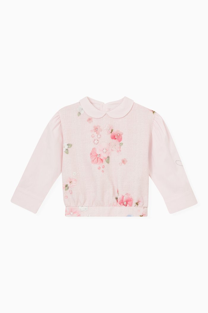

Floral Blouse in Cotton, Pink