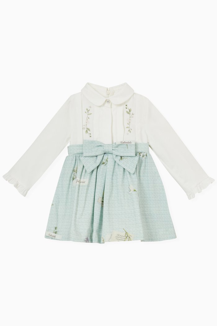 

Floral Bow Dress in Cotton, Green