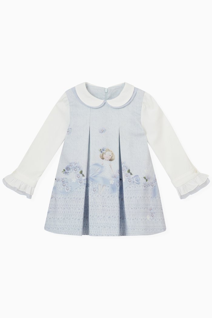 

Pleated Dress in Cotton, Blue