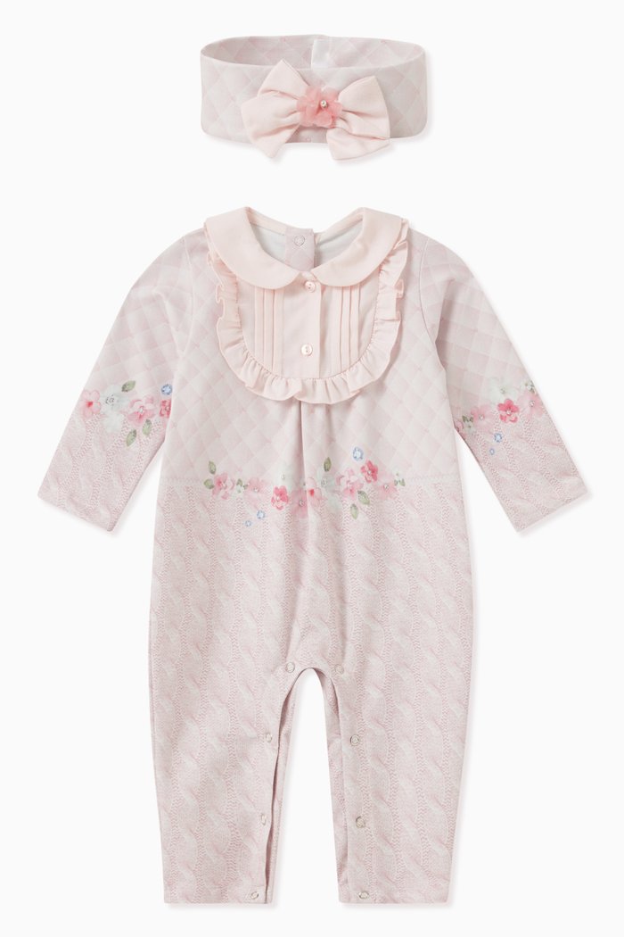 Floral Bodysuit & Headband Set, Pink