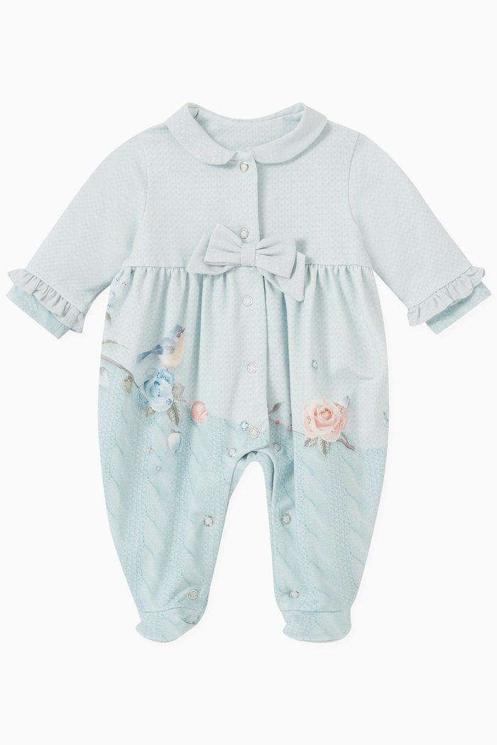 

Floral Print Pyjama in Cotton, Blue