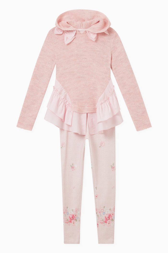 

Ruffle Detail Top and Leggings, Set of Two, Pink