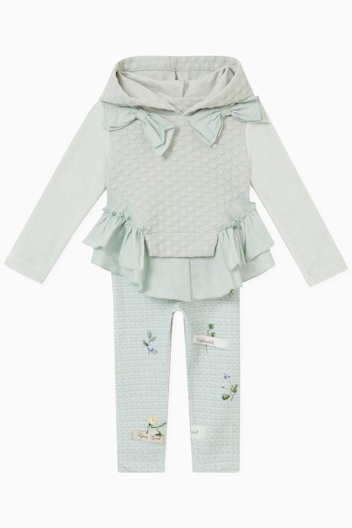 

Ruffle Detail Hoodie and Leggings, Set of Two, Green
