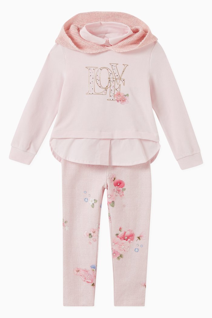 

Love Sweatshirt & Leggings Set in Cotton, Pink