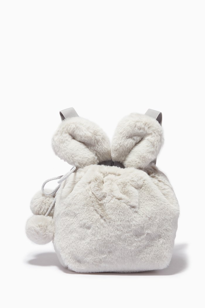 

Mouse Ears Bag in Faux Fur Fabric, Grey