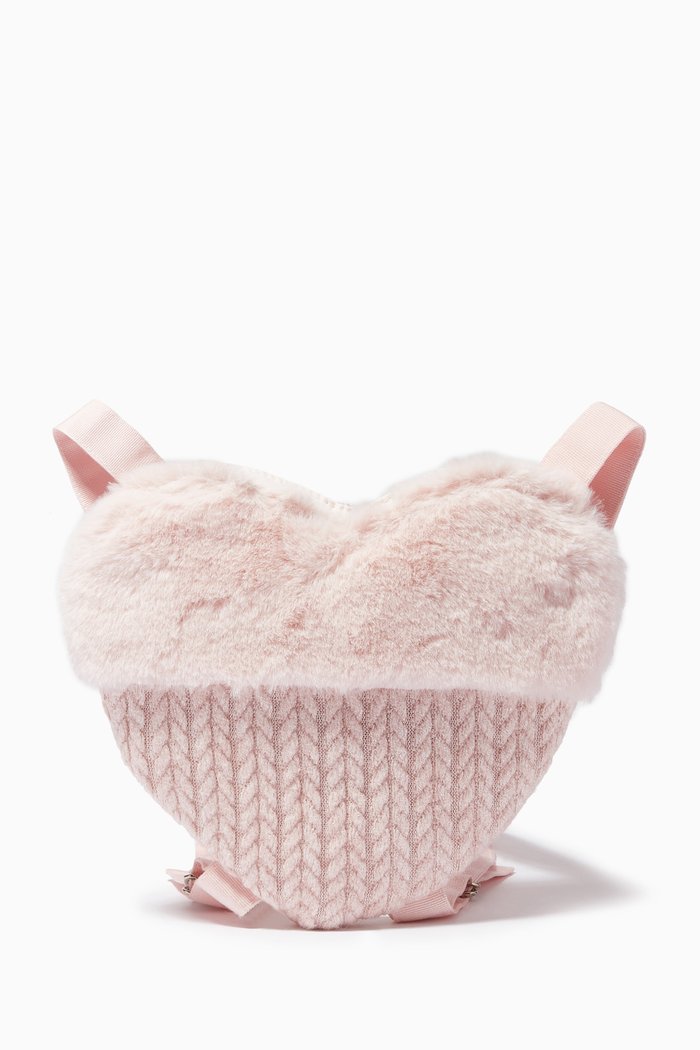 

Heart Bag in Faux Fur Fabric, Pink