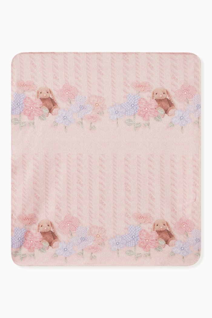 

Floral Bunny Blanket in Cotton, Pink