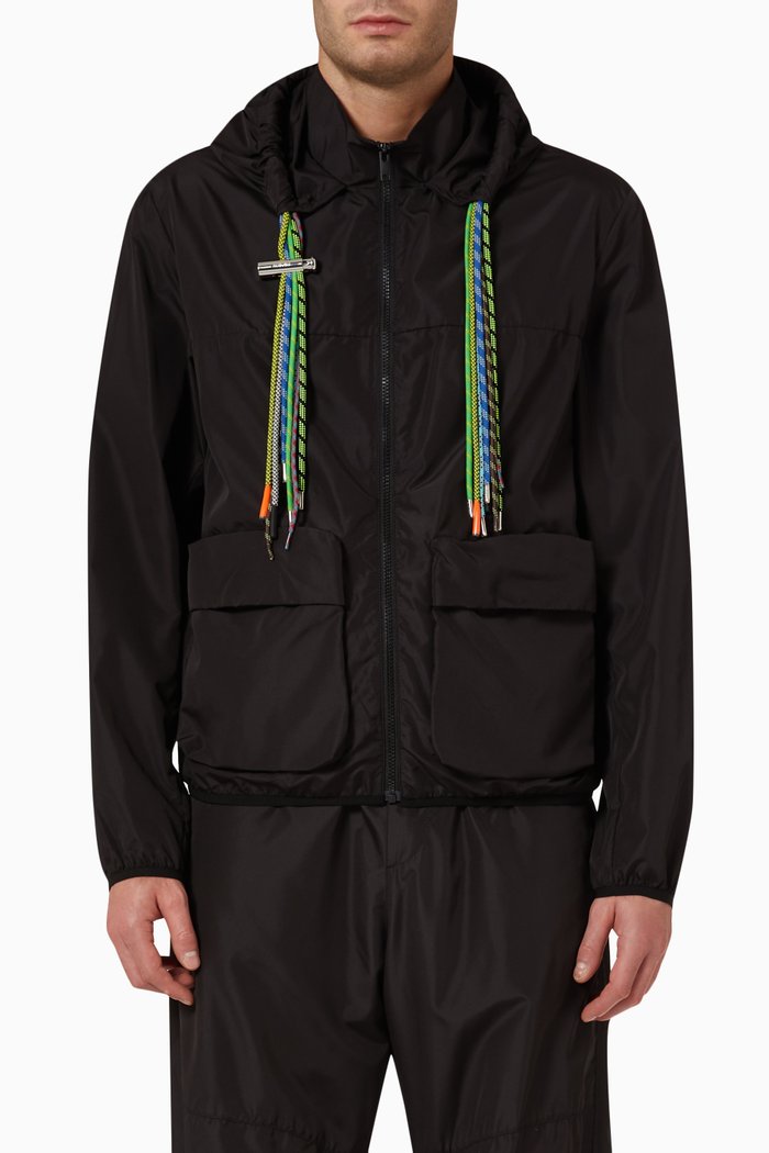 

Multicord Hooded Jacket in Nylon, Black