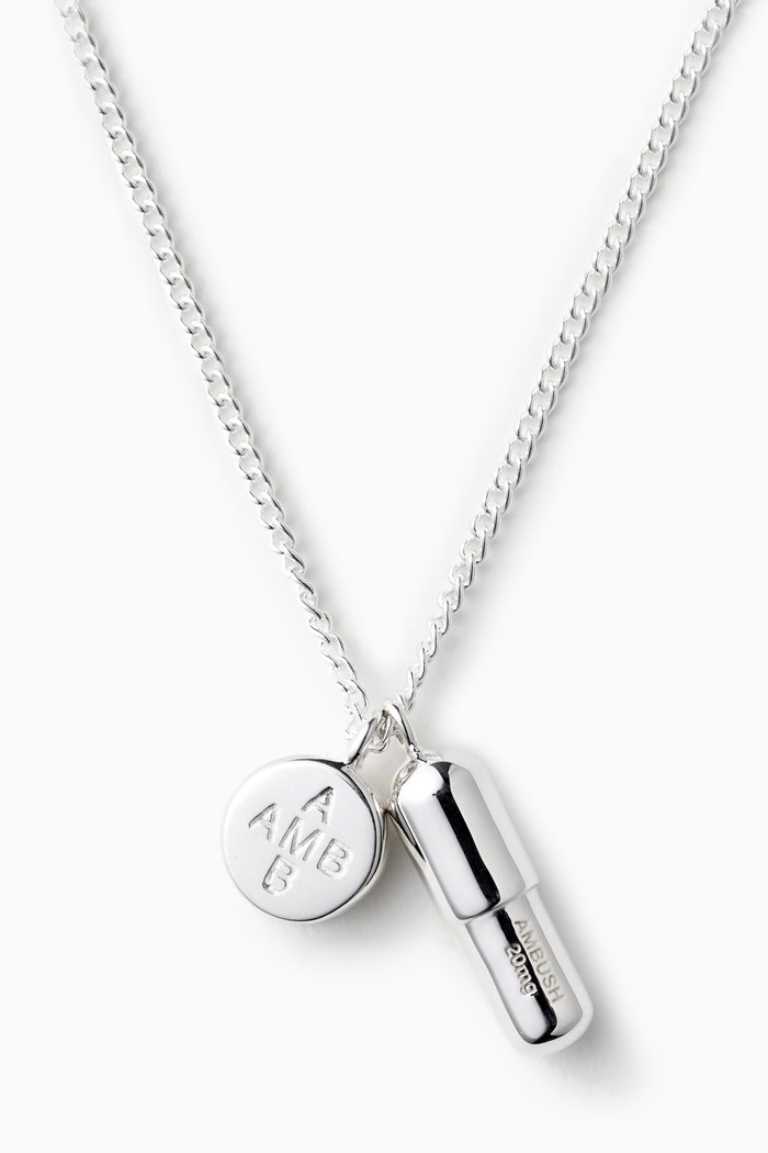

Pill Charm Necklace in Silver-tone Metal