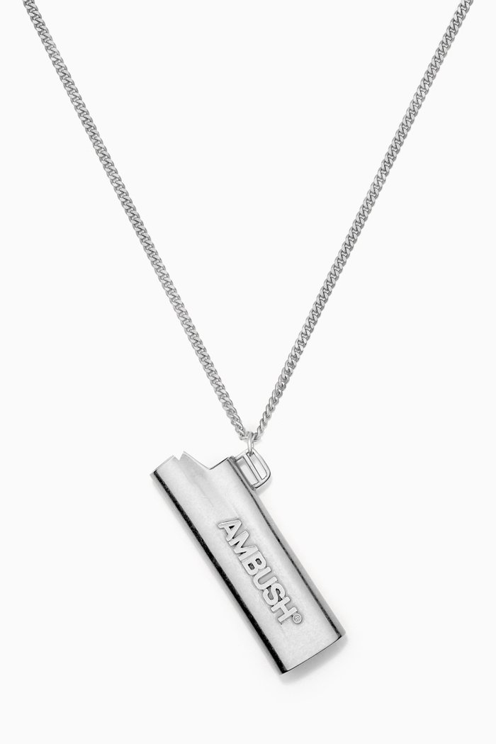 

Logo Lighter Case Necklace in Silver-tone Metal