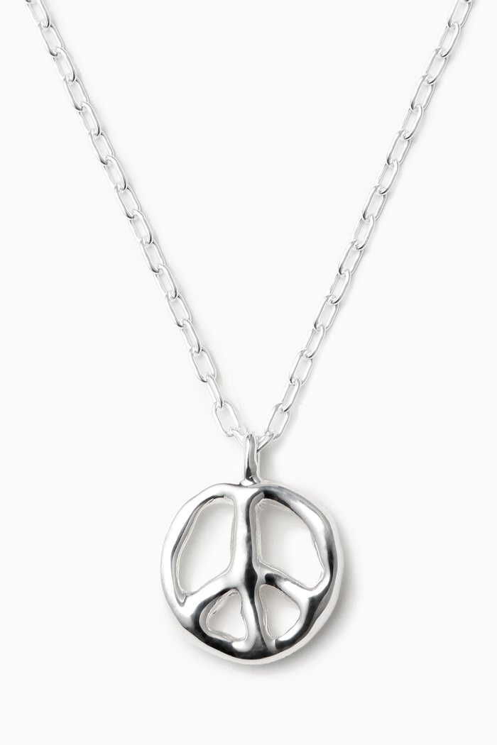 

Peace Charm Necklace in Silver-tone Metal