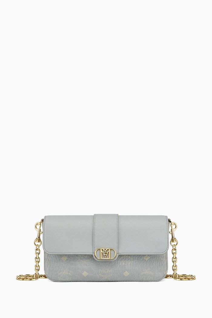 

Mode Travia Small Shoulder Bag in Visetos Leather Mix, Grey