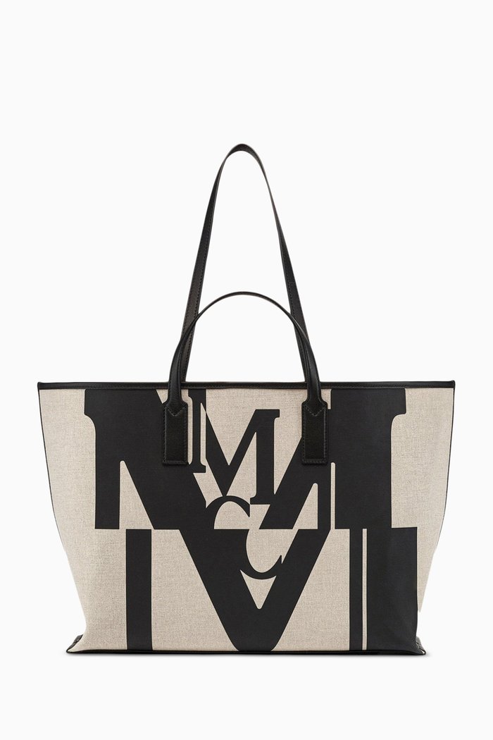 

Aren Medium Shopper in Logo Glitch Canvas, Black