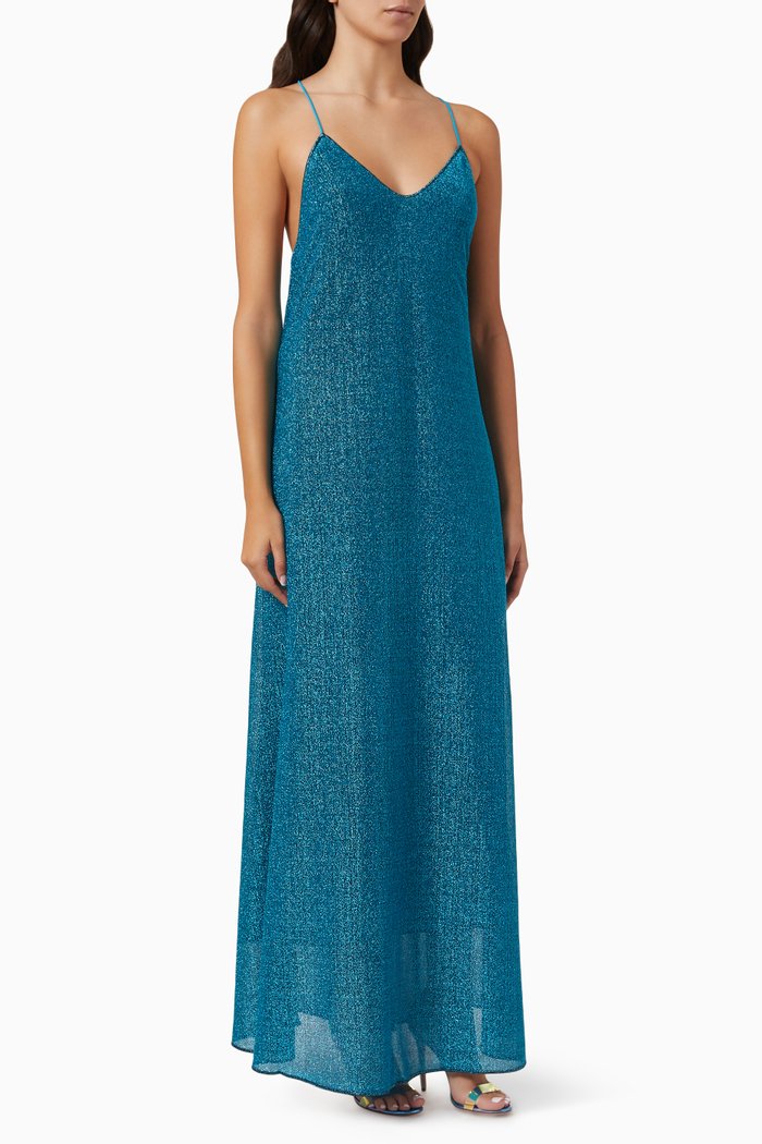 

Lumiere Olong Dress in Stretch Lurex, Blue