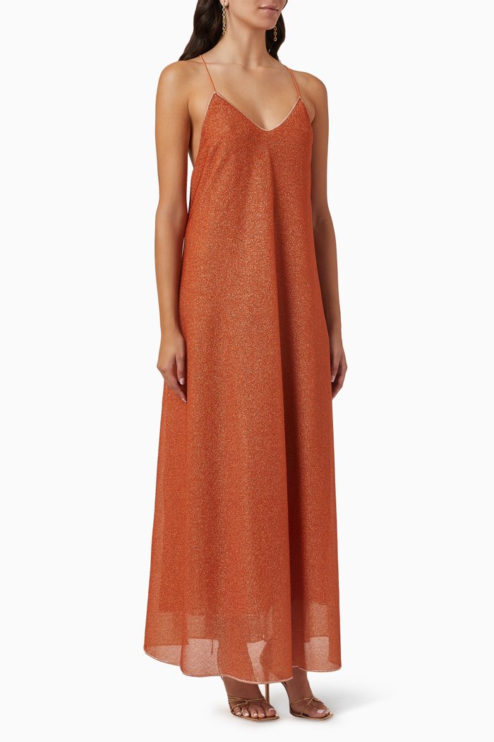 

Lumiere Olong Dress in Stretch Lurex, Orange