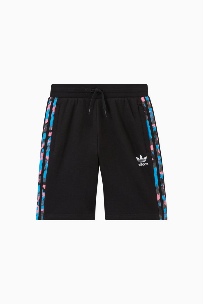

Striped Logo Shorts in Cotton, Black