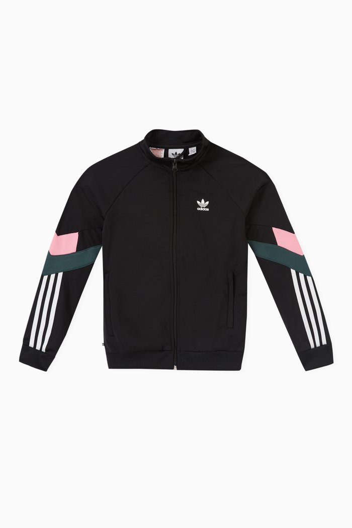 Striped Logo Sweatshirt in Polyester, Black