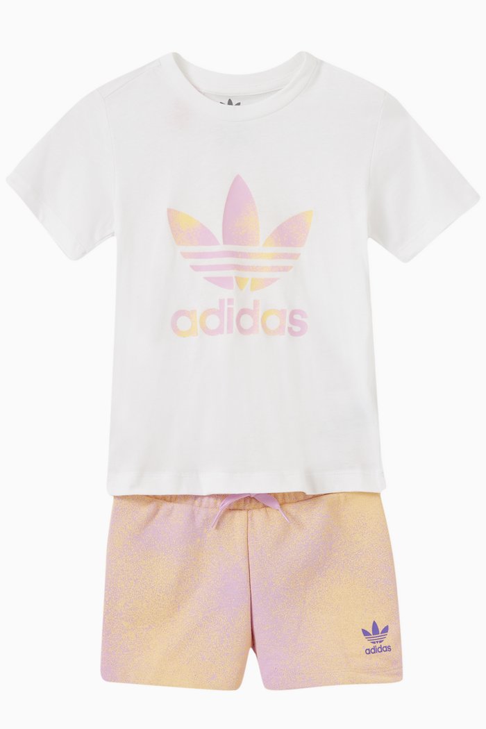 

Graphic Logo T-shirt & Shorts Set in Cotton Jersey, Multicolour