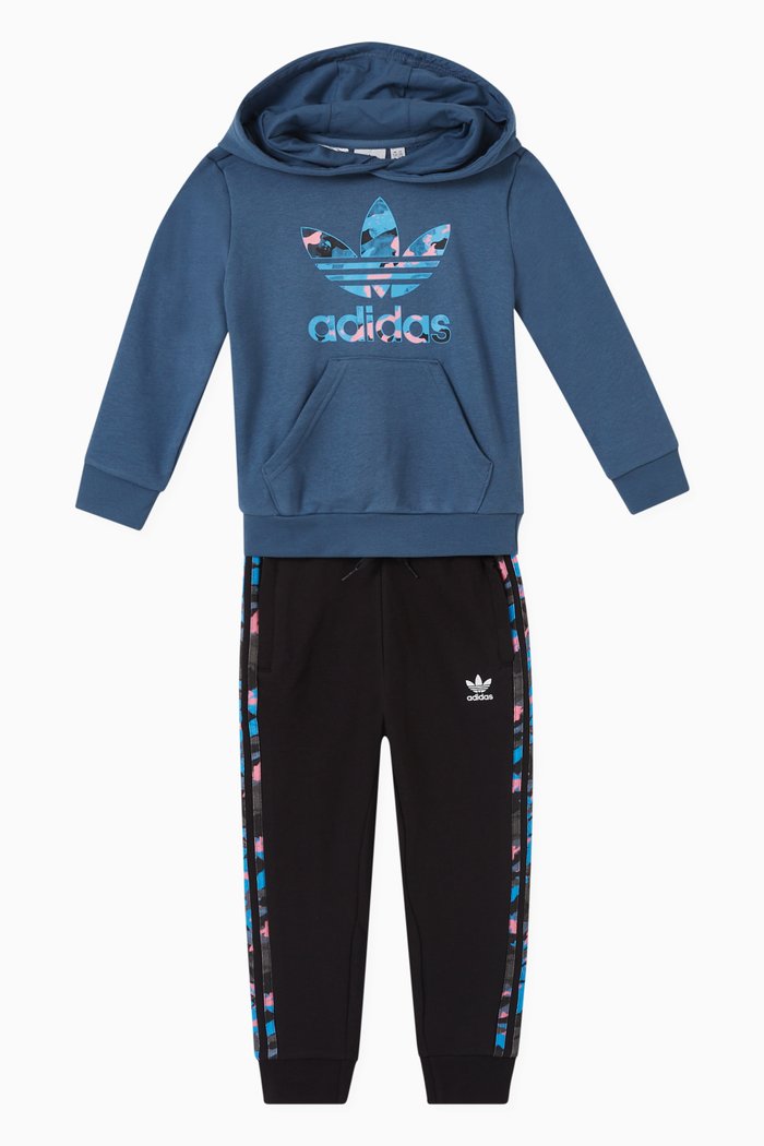 

Camo Hoodie & Sweatpants Set in French Terry Jersey, Blue