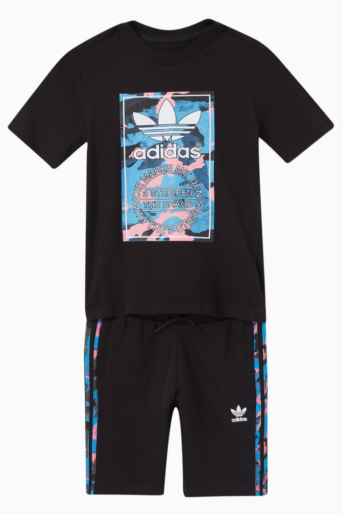 

Camo T-shirt & Shorts Set in Cotton, Black