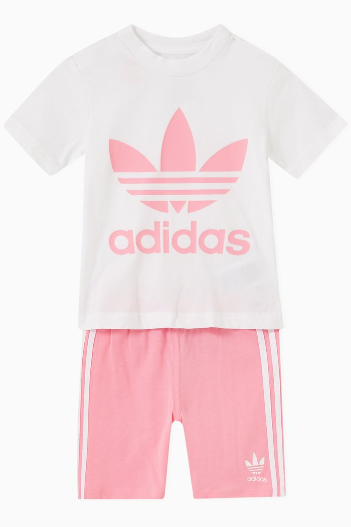 

Trefoil Logo T-shirt & Shorts Set in Cotton, Pink
