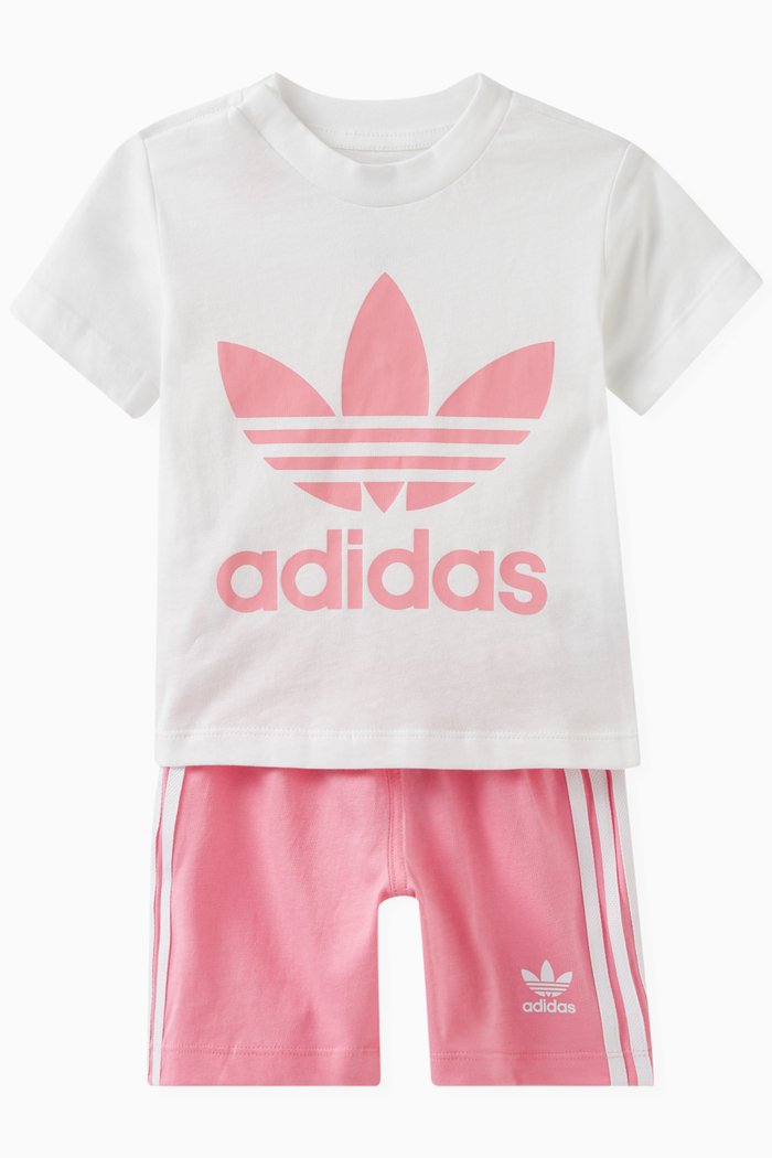 

Trefoil Logo T-shirt & Shorts Set in Cotton, White