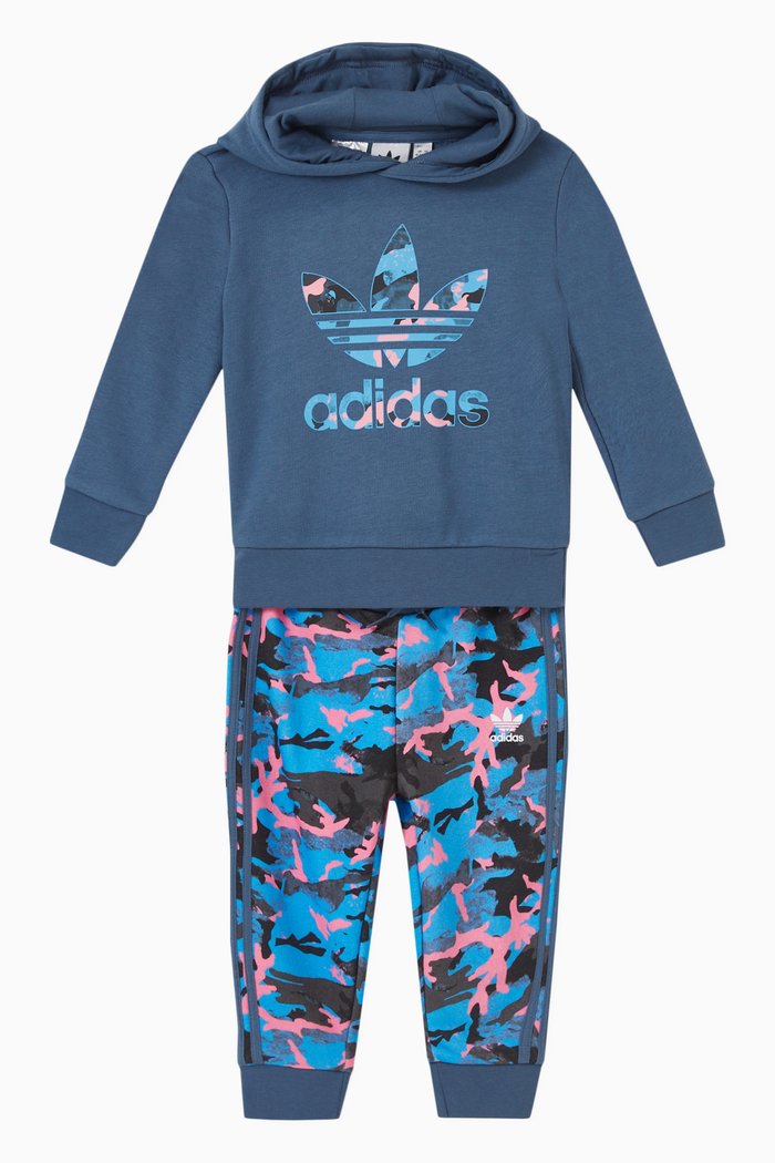 

Camo Hoodie & Sweatpants Set in French Terry Jersey, Blue