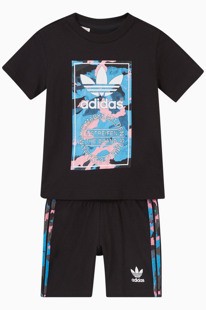 

Camo T-shirt & Shorts Set in Cotton, Black