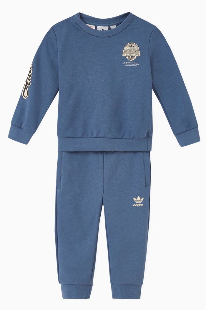 

Graphic Sweatshirt & Sweatpants Set in Cotton Jersey, Grey