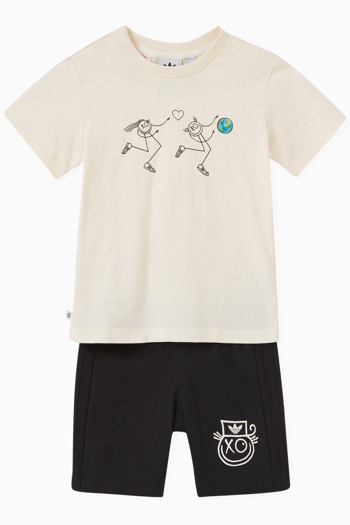 

André Saraiva Graphic T-shirt & Shorts Set in Cotton, Multicolour